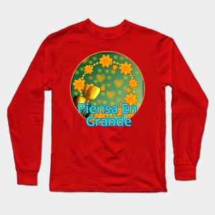 Círculo Abstracto Flores Amarillas Fondo Desenfocado Long Sleeve T-Shirt